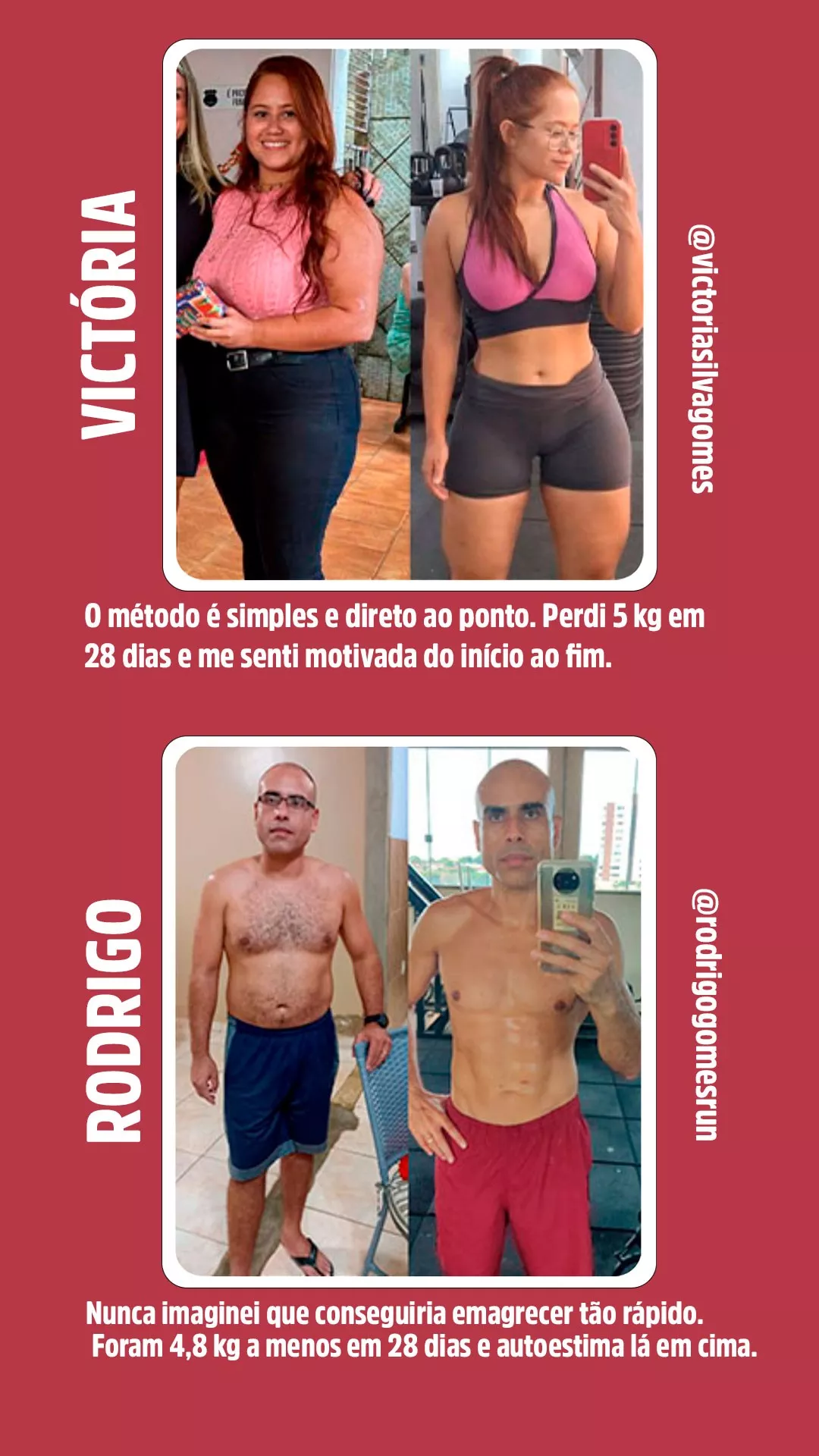 Depoimentos reais: Victória perdeu 5kg e Rodrigo perdeu 4,8kg em 28 dias com o Desafio SECA 28
